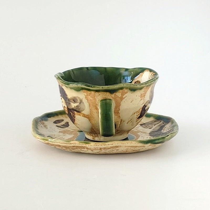 織部椿 コーヒー C/S コーヒー ティー カップ ソーサー 碗皿