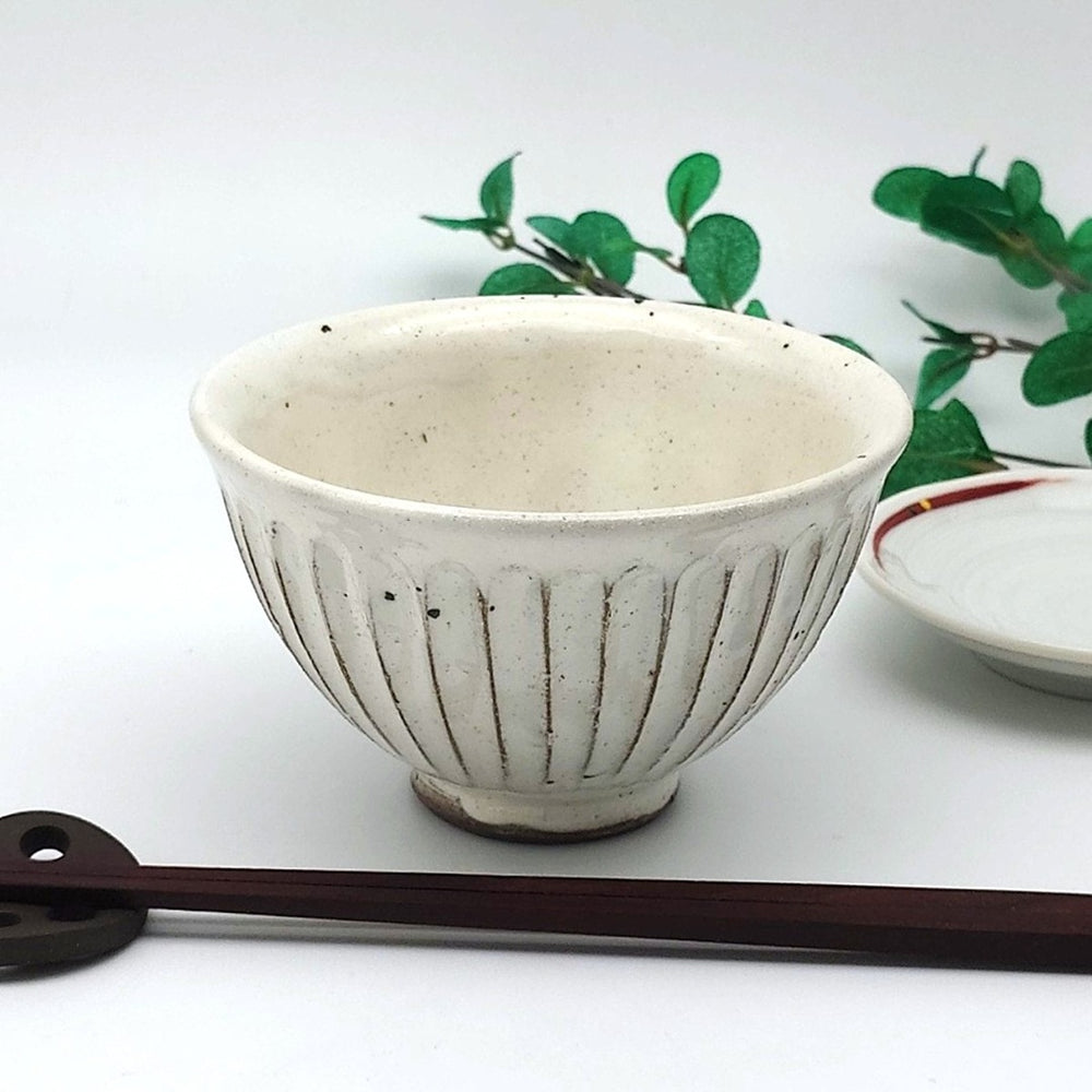 粉引削ぎ目 めし碗