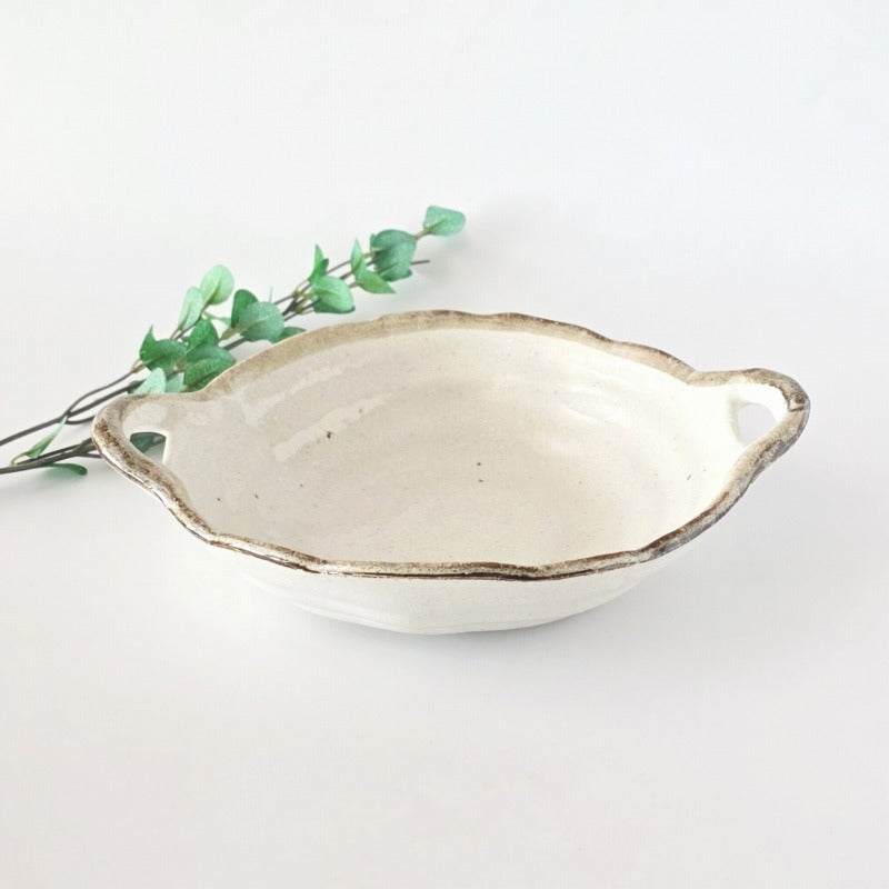 錆唐津 手付き鉢