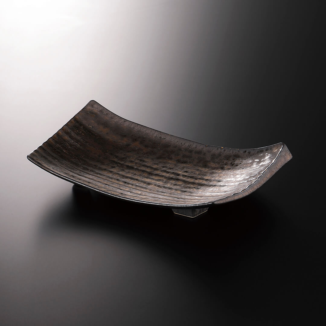 熔岩流 ロクロ目両上り向付 [ 向付 ] 25x13.3x4.5cm