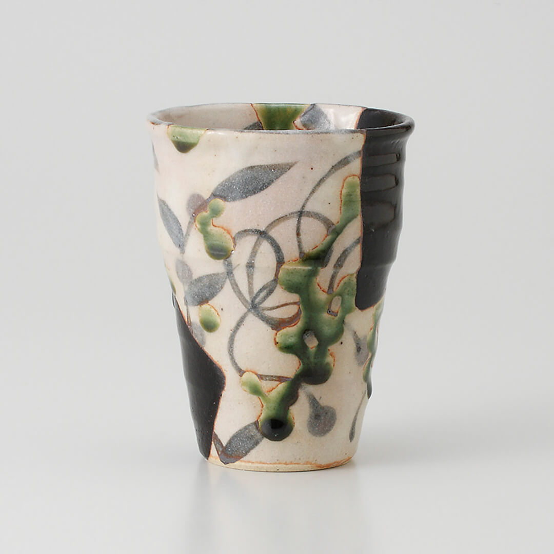 草紋黒織部(玉山窯) フリーカップ [ 湯呑・カップ ] 8.4×10.6cm 290cc