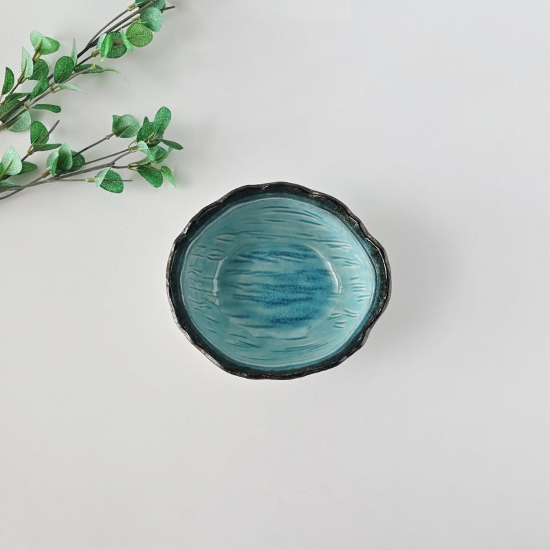 流泉 楕円削ぎ小鉢 [ 小鉢・中鉢 ] 16.2x13.8x5.7cm