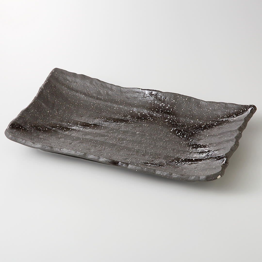 御影黒 削ぎ長角皿 [ 盛皿 ] 32.5x20.3x4.2cm