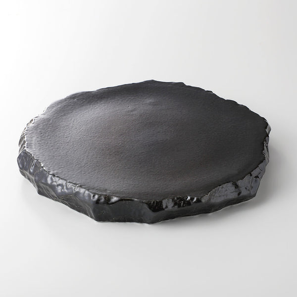 黒吹 岩高台皿(大) [ 盛皿 ] 30×29×3.6cm