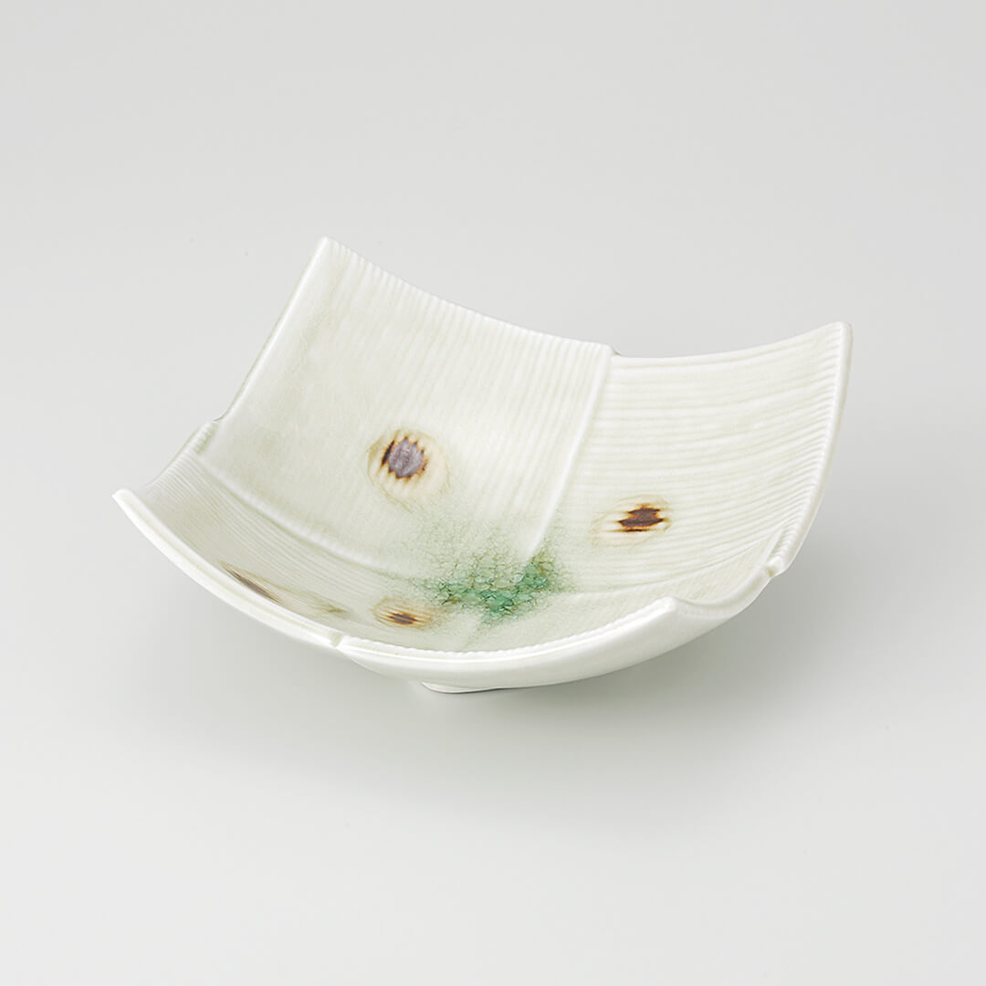 錆点灰釉 正角皿 [ 小鉢・中鉢 ] 14x14x5.5cm