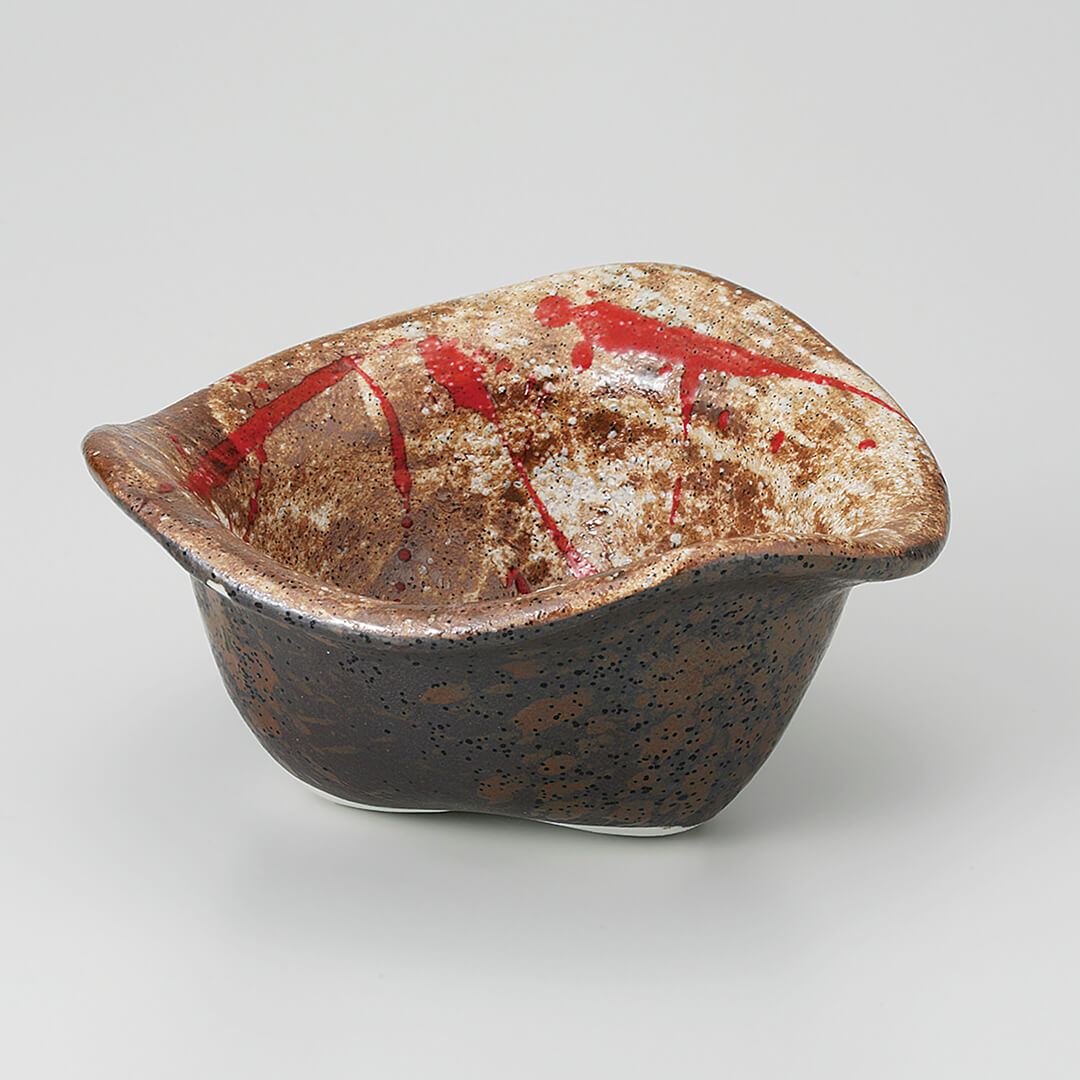 かいらぎ赤釉 三角鉢 [ 小鉢 ] 13x6cm