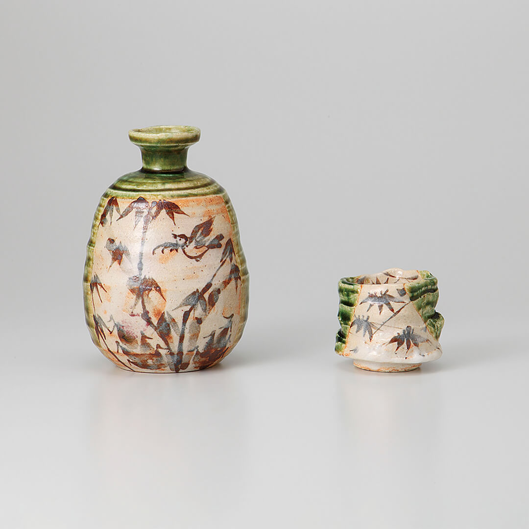 織部竹絵(玉山窯) 徳利 [ 酒器・徳利 ] 7.9×11.5cm 330cc