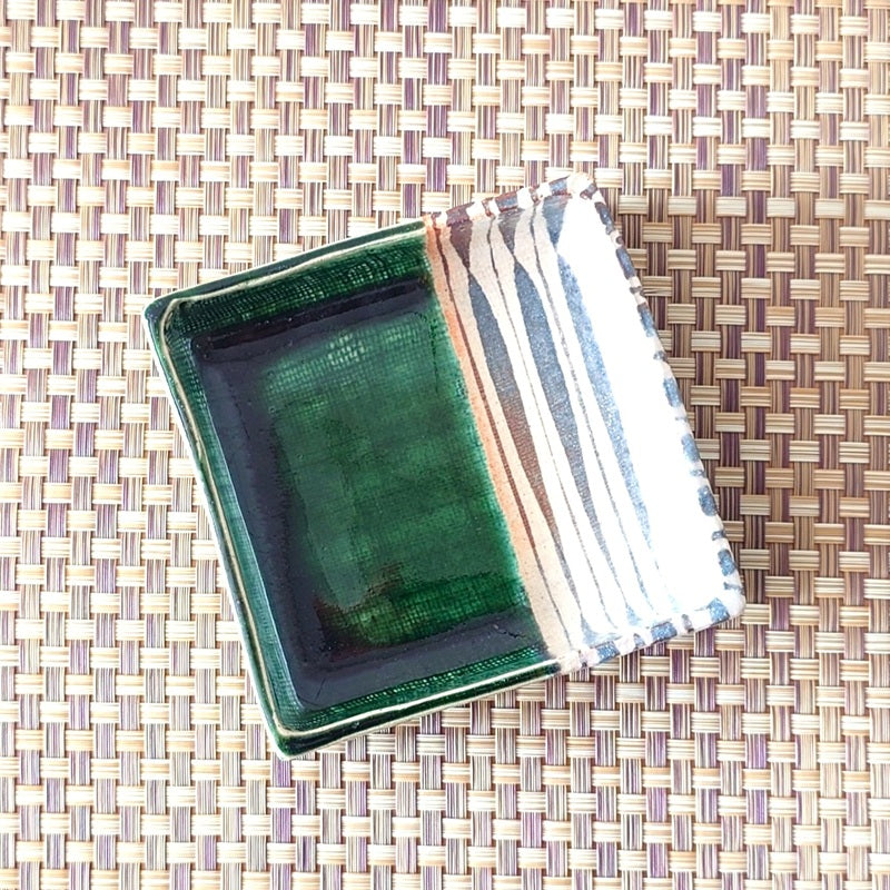 玉山 織部十草 角小鉢 [ 向付 ] 13x12.5x3.3cm