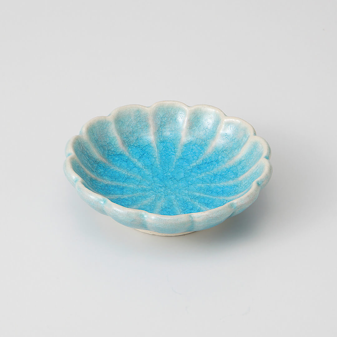 トルコブルー 菊花深小皿 [ 珍味・小付 ] 8.7x2.6cm