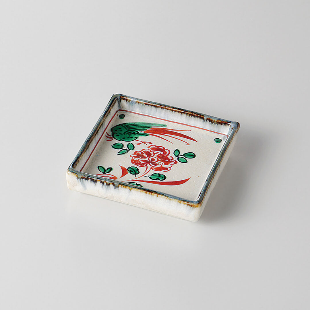 花鳥ウノフ 角小皿 [ 小皿・豆皿 ] 7.2x7.2x1.7cm