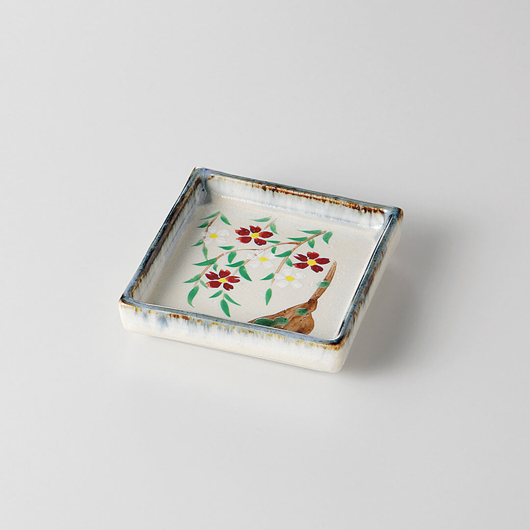 柳桜ウノフ 角小皿 [ 小皿・豆皿 ] 7.2x7.2x1.7cm