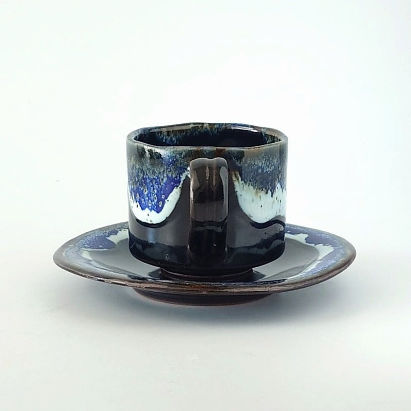 ルリ窯変 たわみ コーヒー C/S コーヒー ティー カップ ソーサー 碗皿