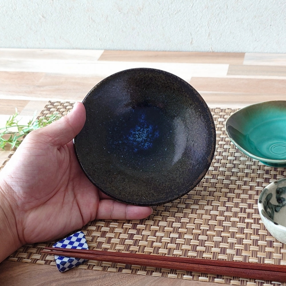 黒涼彩 輪二重4.8皿 [ 取皿・銘々皿 ] 14.3x2.5cm