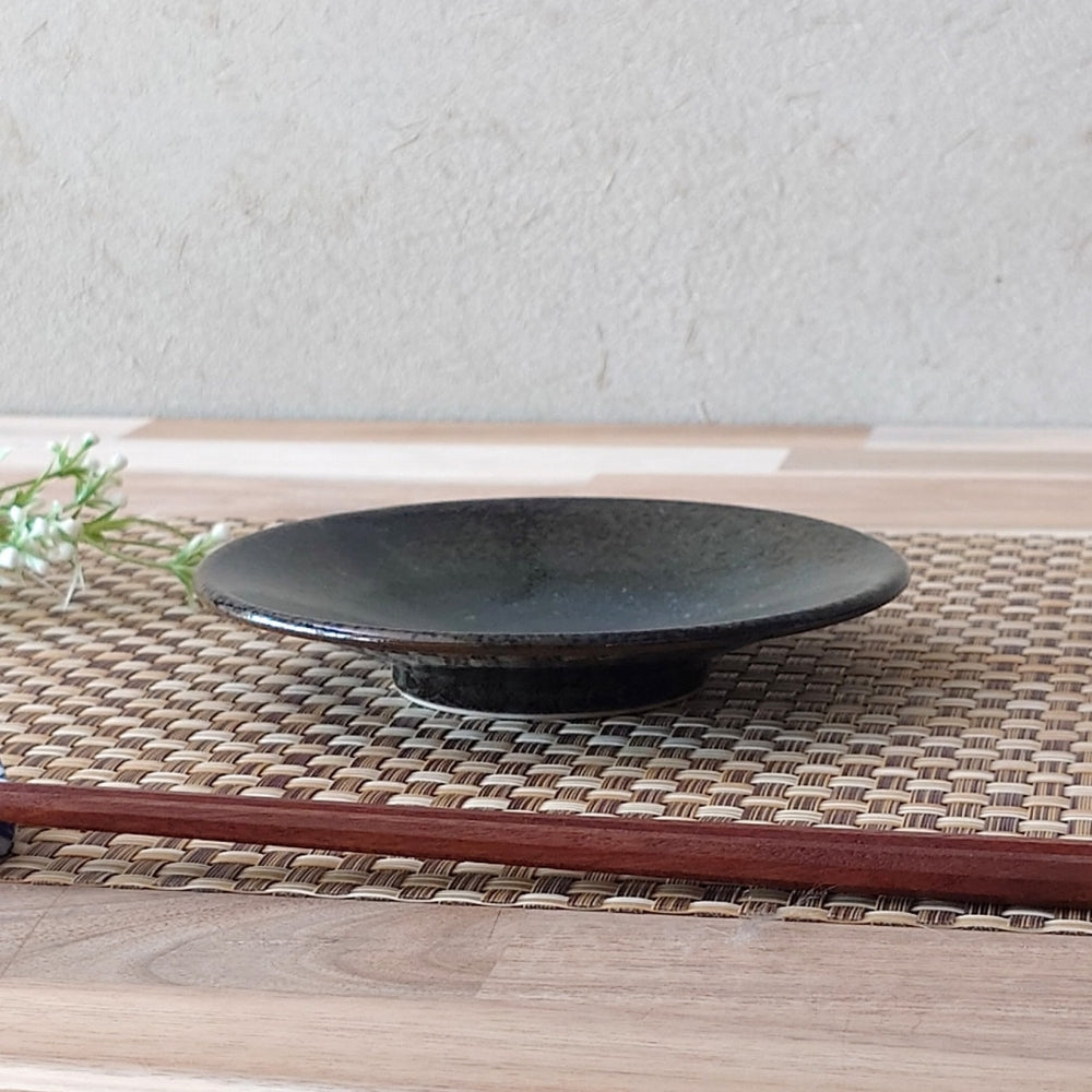 黒涼彩 輪二重4.8皿 [ 取皿・銘々皿 ] 14.3x2.5cm