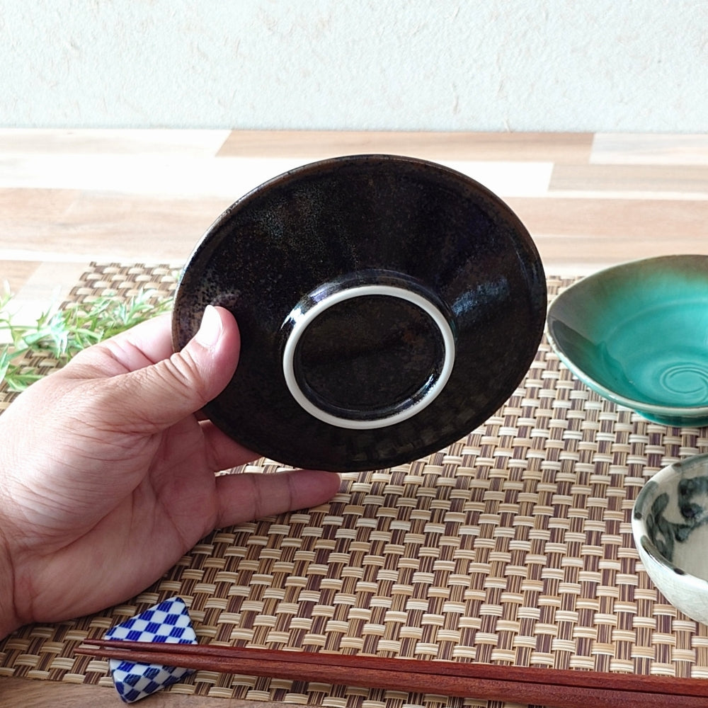 黒涼彩 輪二重4.8皿 [ 取皿・銘々皿 ] 14.3x2.5cm