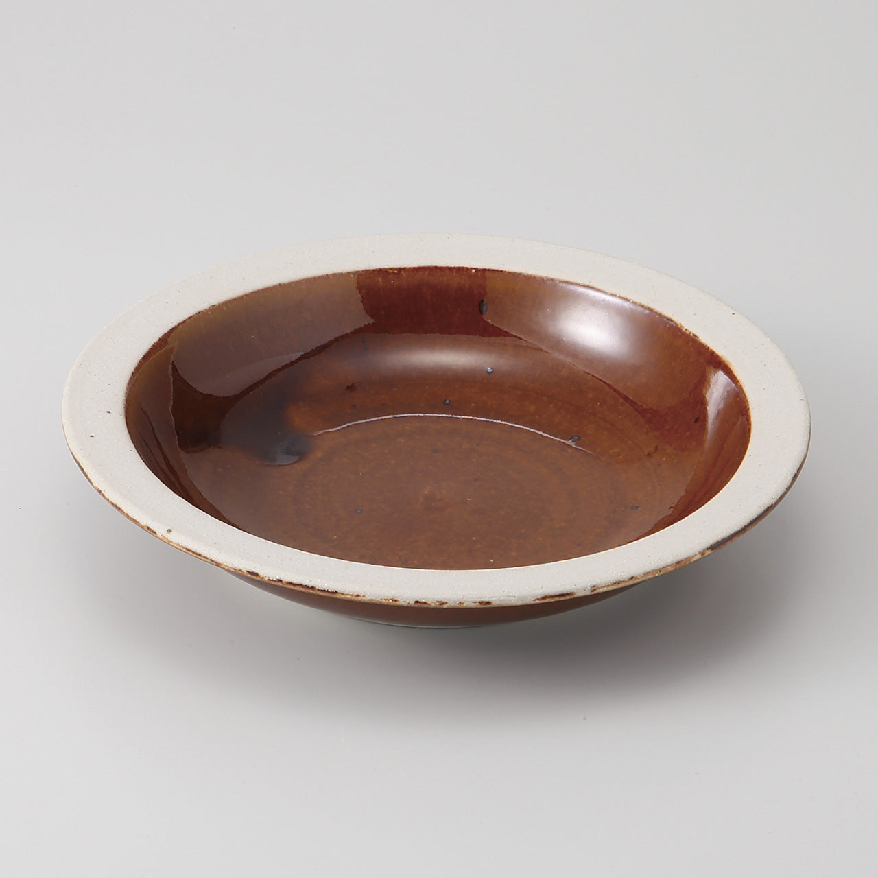 アメ釉 7寸リム深皿 22.8×5cm