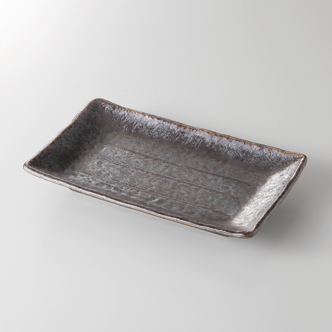 イブシ結晶 筋入焼物皿 21.7×13.5×3.5cm