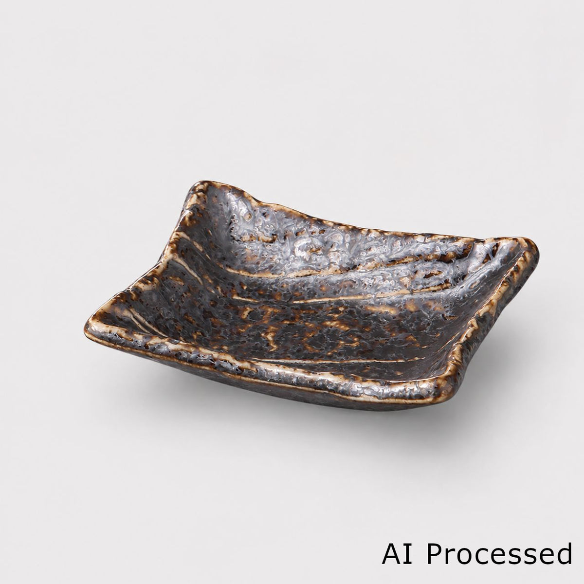 いぶし結晶 長角皿(小) 18.5×13.5×3.8cm