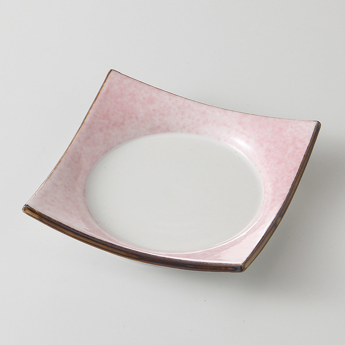 サビピンク吹 四方皿(中) 11.2×11.2×2.5cm