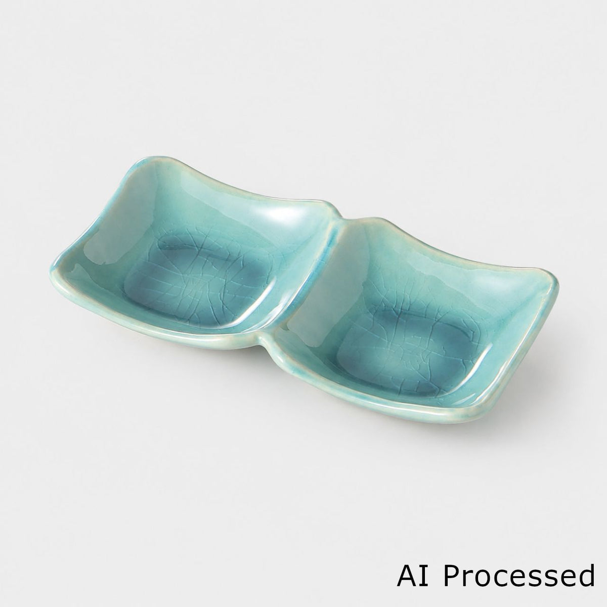 トルコ 隅切2品皿 17.3×8.6×2.6cm