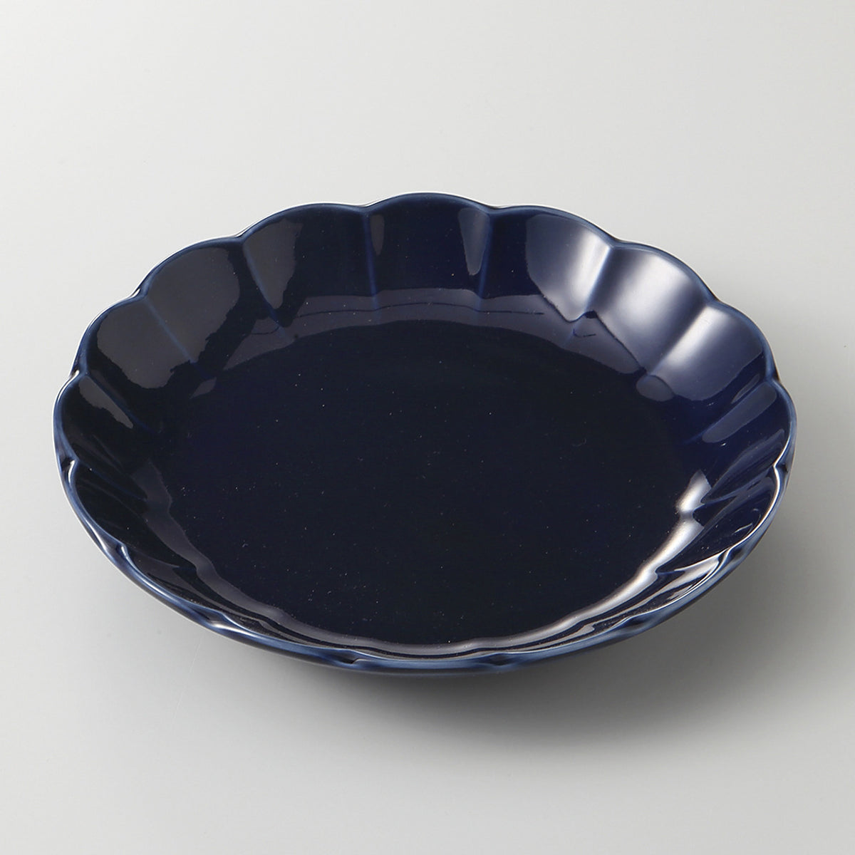 ナス紺 菊型5.0皿 15.9×2.8cm