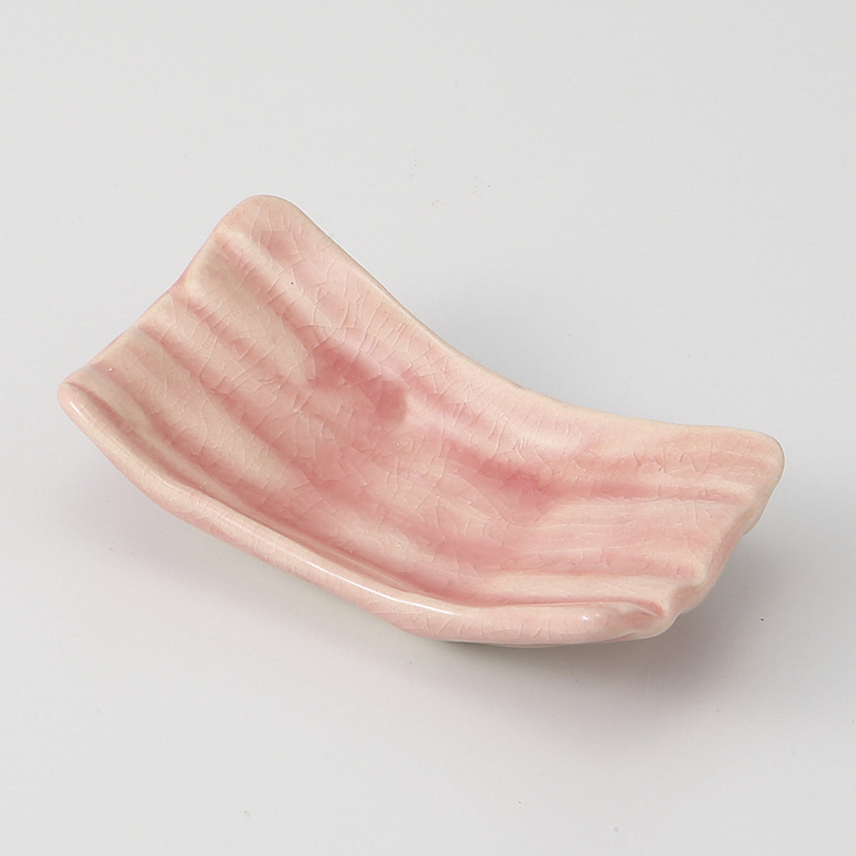 ピンク 手造風長小皿 11×6×2.7cm