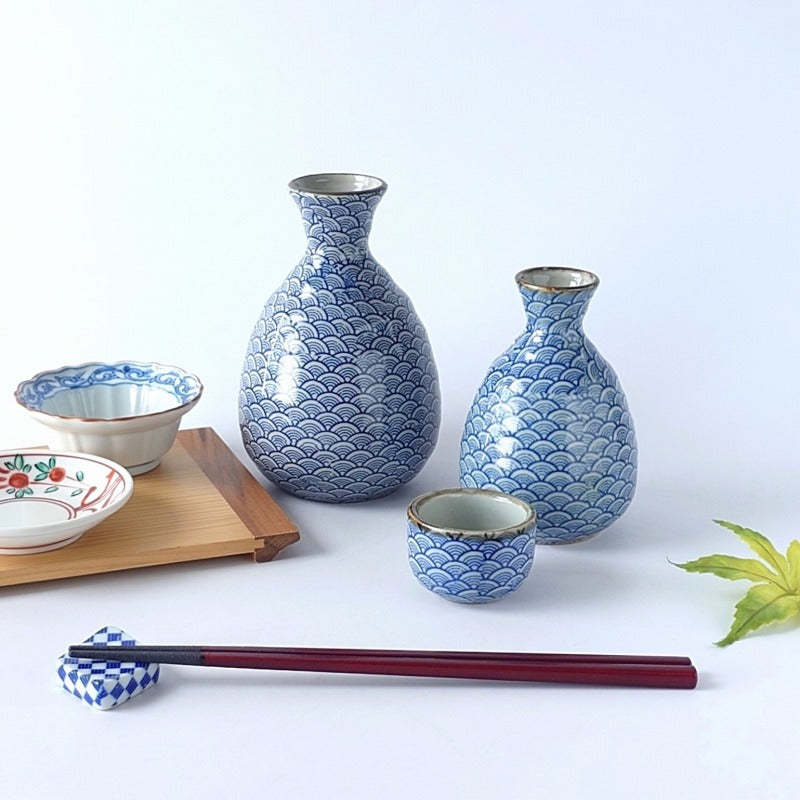 印判青海波 小徳利 [ 酒器・徳利・ぐい吞み ] 7.5×11.5cm 220cc