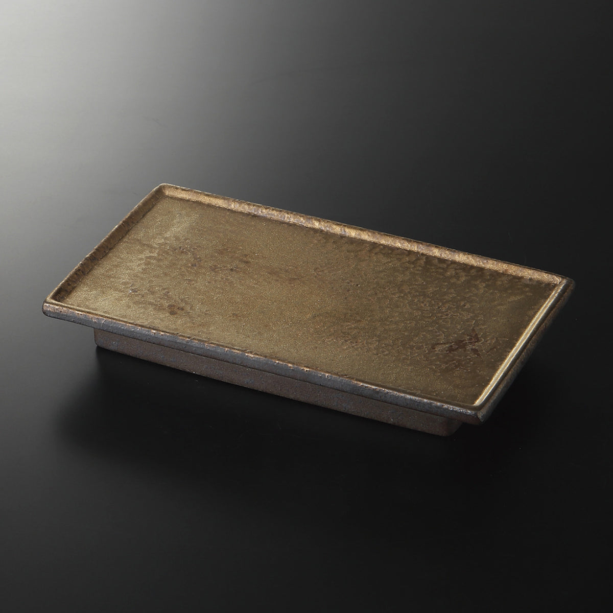 黄金吹 長角高台皿 22.2×13.2×2.9cm