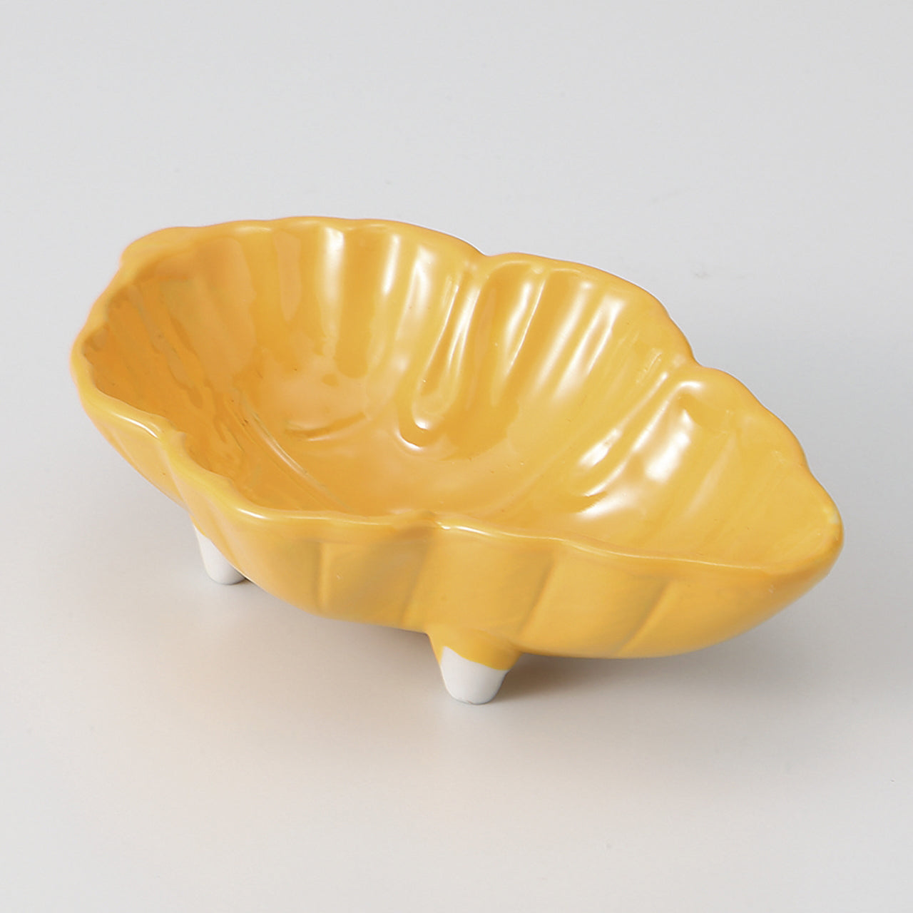 黄釉 木の葉珍味 10.3×6.7×2.9cm