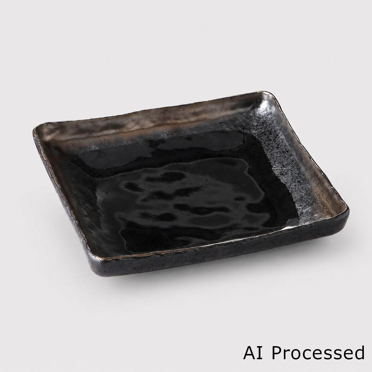 金彩天目 正角深皿 17×3.2cm