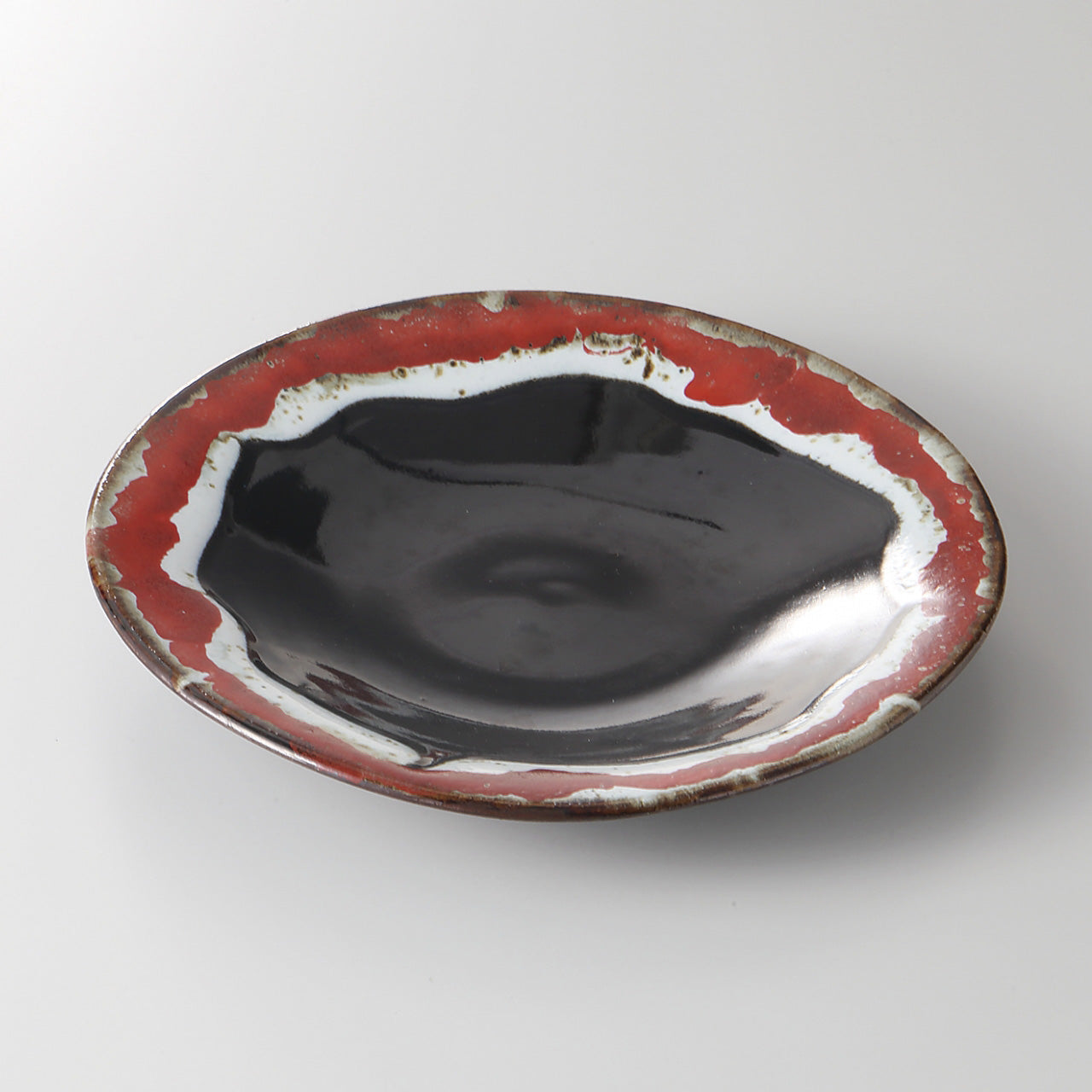 紅窯変 たわみ7.0皿 21.8×21.6×3.5cm