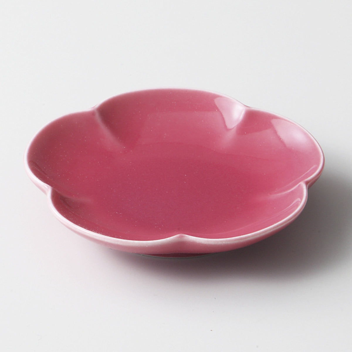 紅釉 輪花小皿 8.8×1.6cm