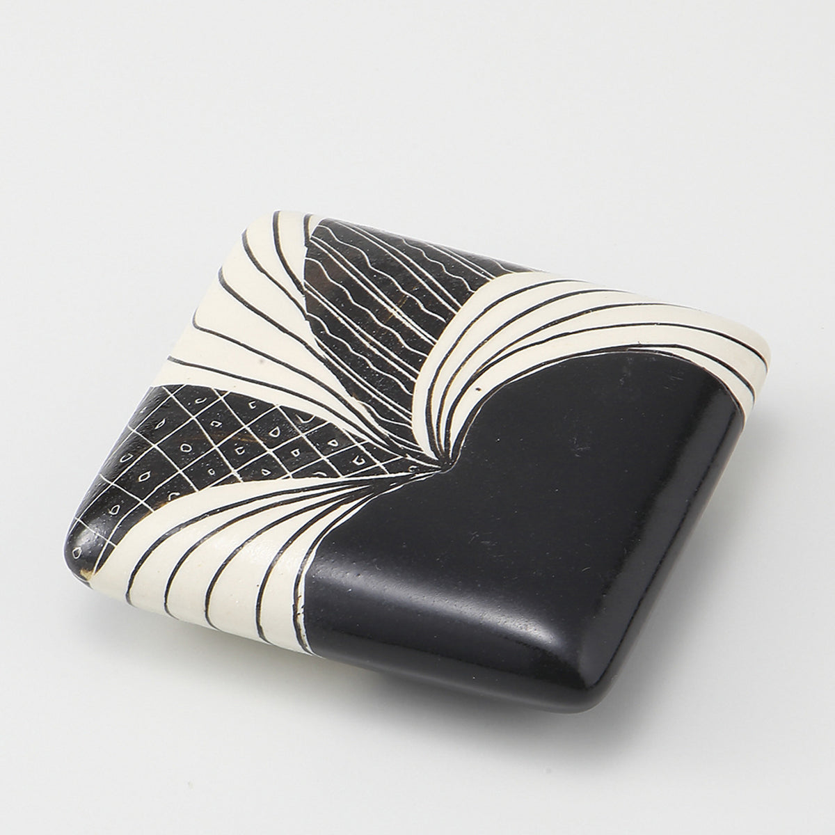 黒渦紋 四角台皿 12×9×2.5cm