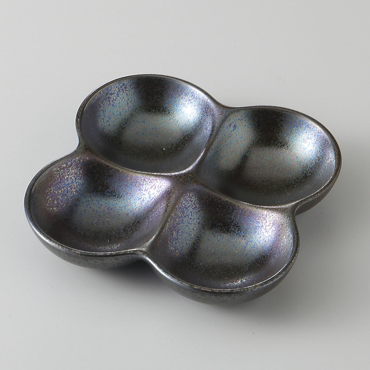 黒銀彩 四品皿 10.7×10.7×2cm