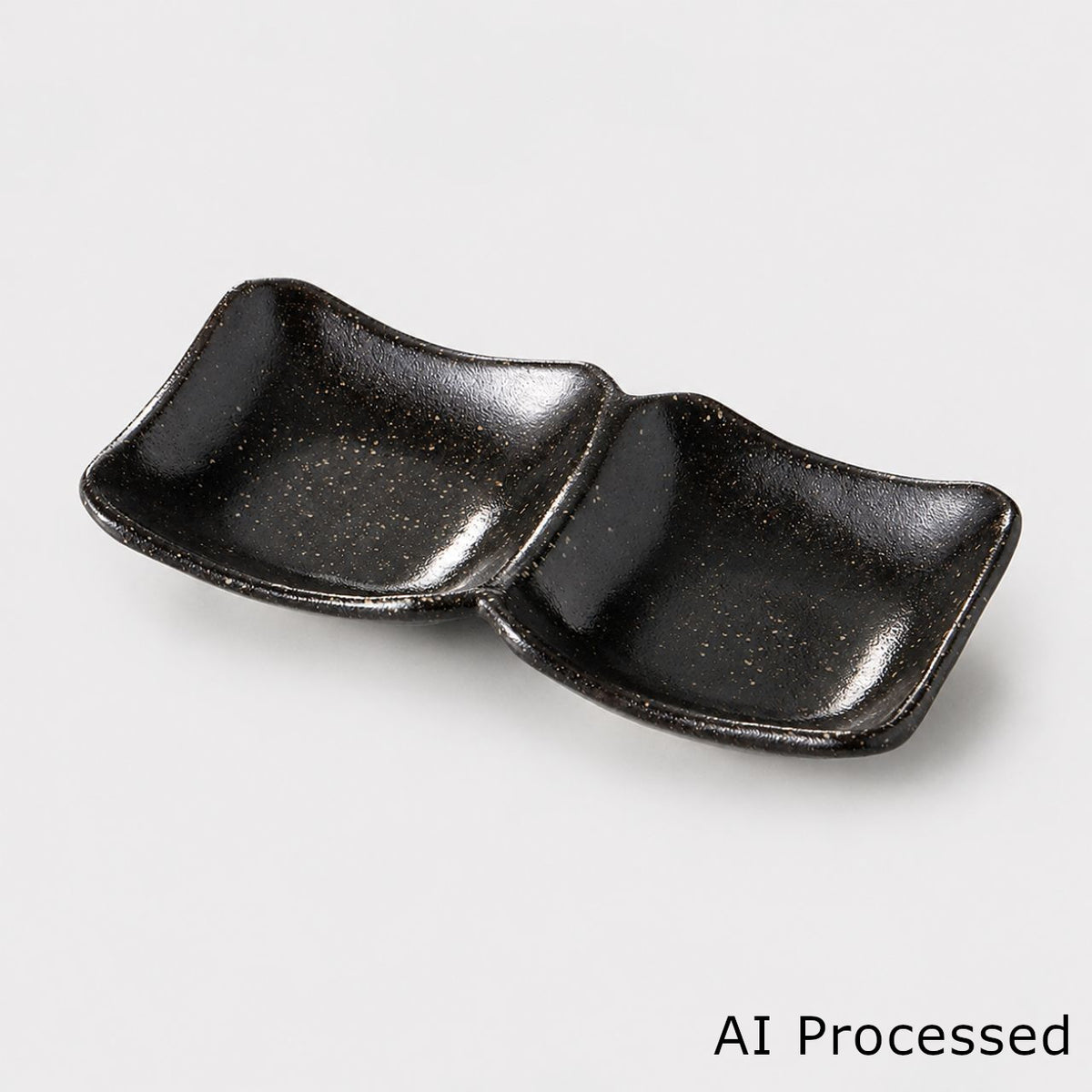 黒梨地 隅切2品皿 17.3×8.6×2.6cm