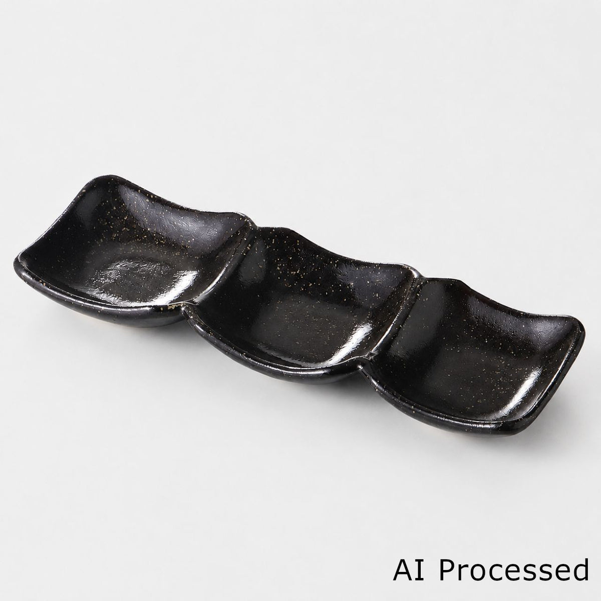 黒梨地 隅切3品皿 25.6×8.6×2.6cm