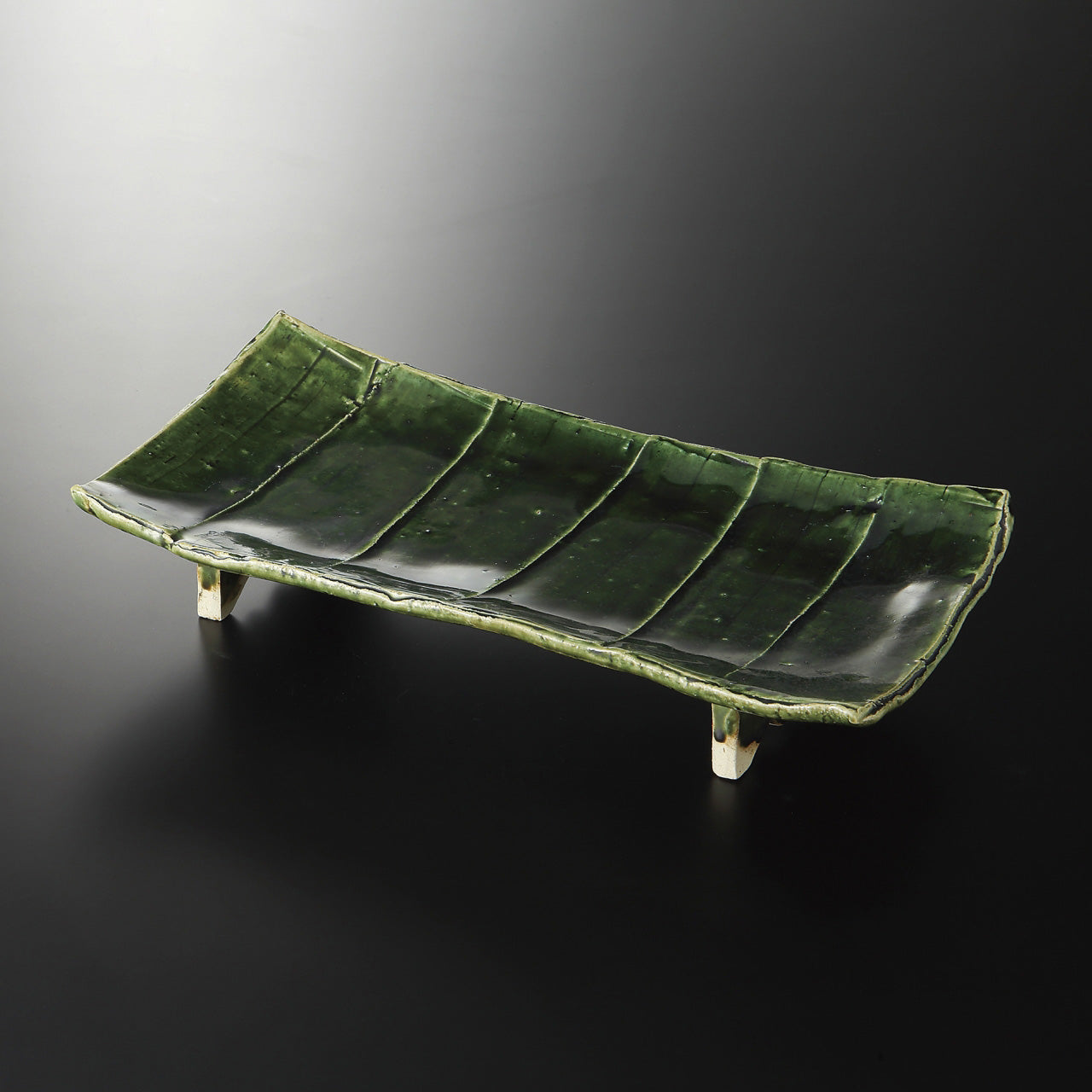 織部 ゲタ足長角皿 39×18.5×6.5cm