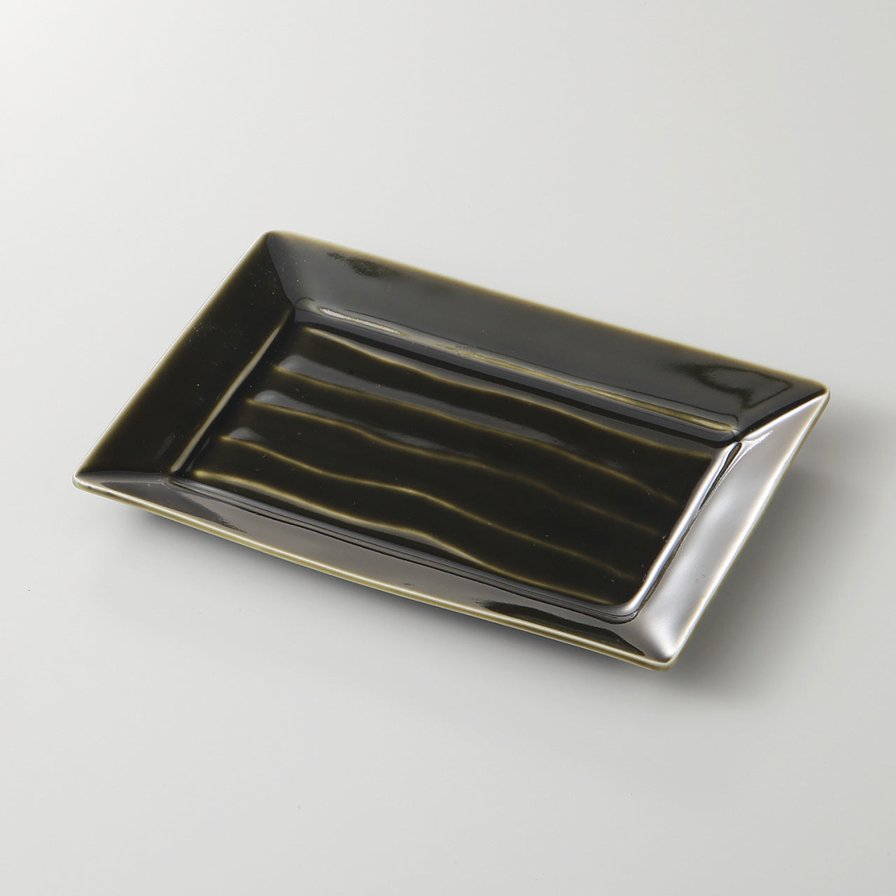 織部 削ぎ長皿 20×14×2cm