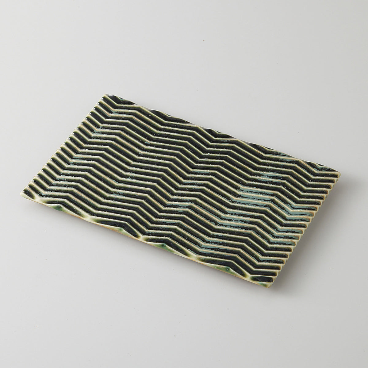 織部 矢羽根長皿(小) 18×12×1cm