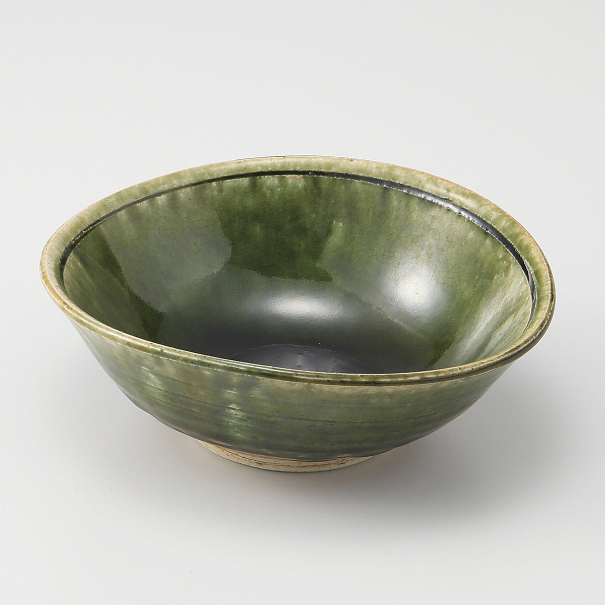 織部筋彫 たわみ中鉢 15.5×14.2×5.8cm