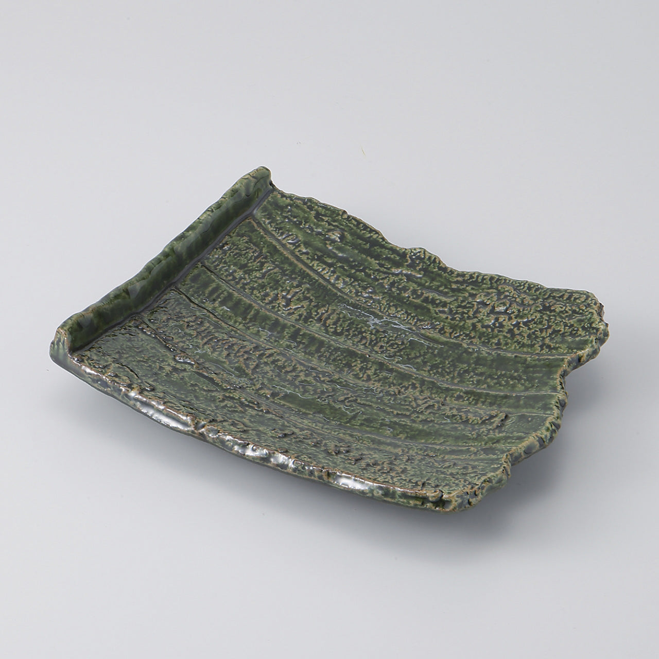 織部砂目 ちぎり長角向付 18×15×4.3cm