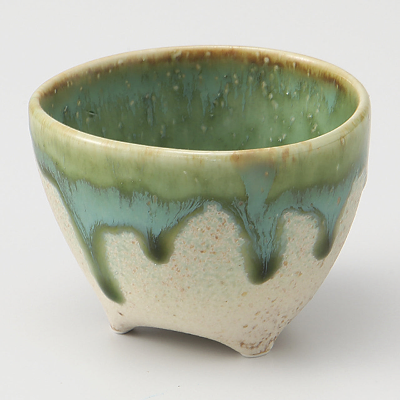 織部塗分 三ツ足三角小付 6.7×6.7×4.7cm