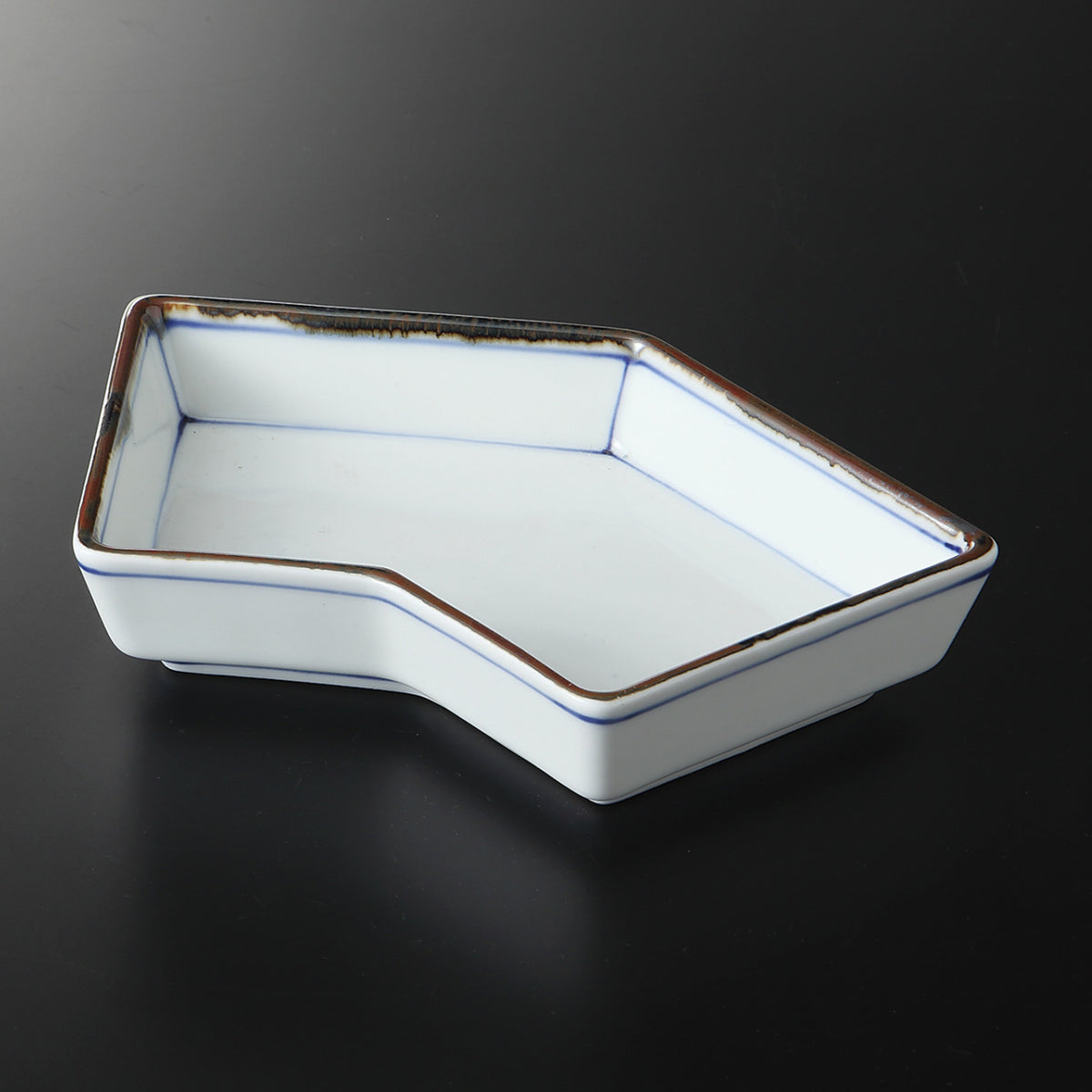 染付 のし型切立向付 20×11.2×3.8cm