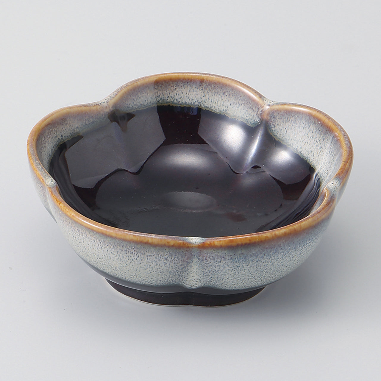 天目白流し 花型小付 8.4×3.2cm