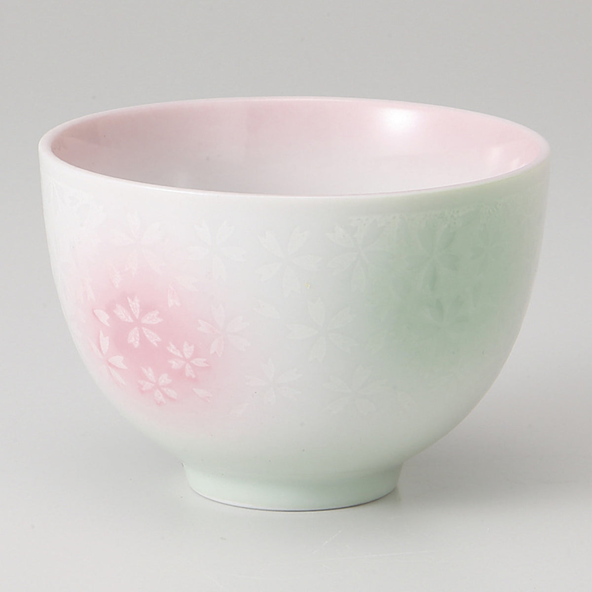 二色吹桜 丸型煎茶 8.3×5.6cm