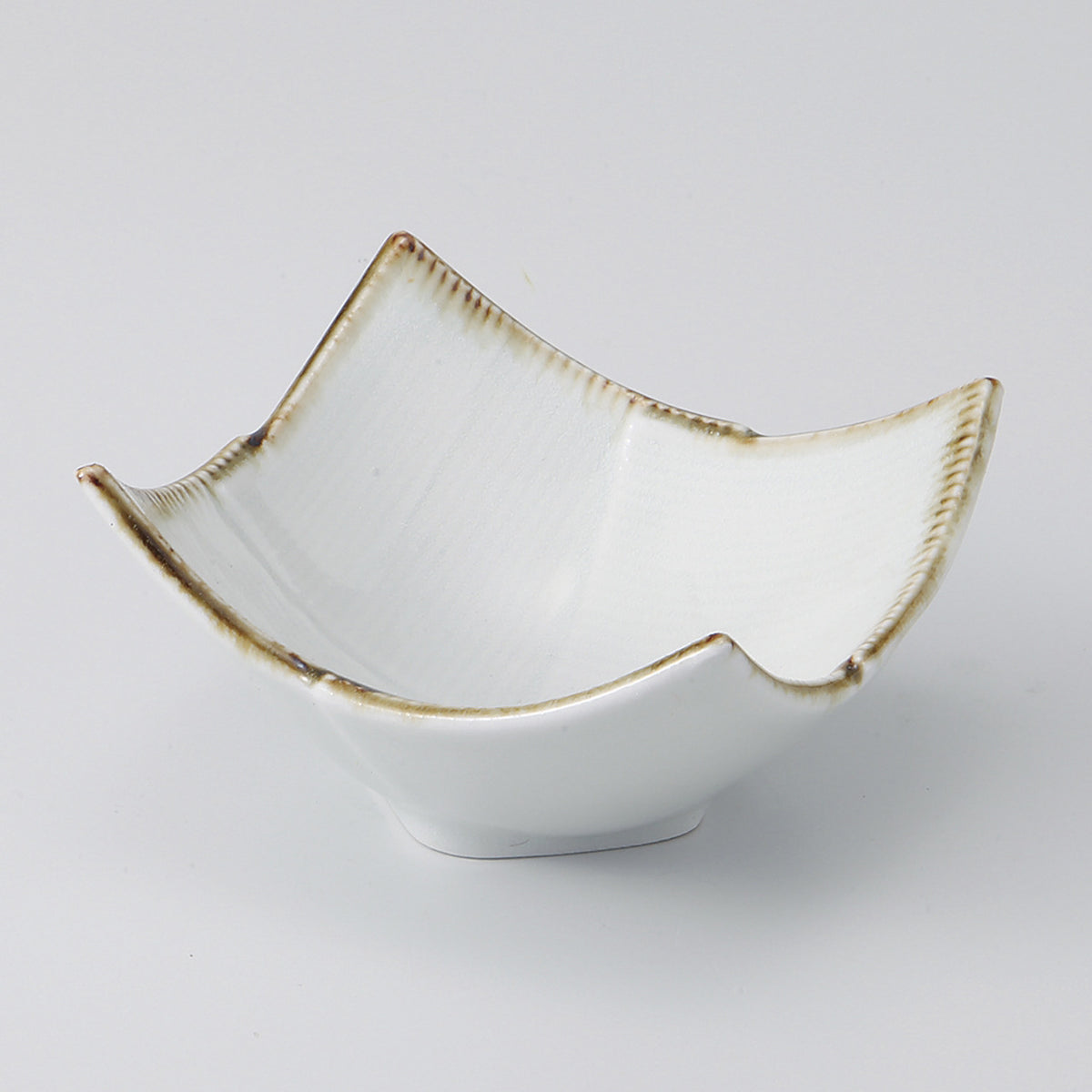 白結晶渕錆流し 市松角小付 10×10×6cm