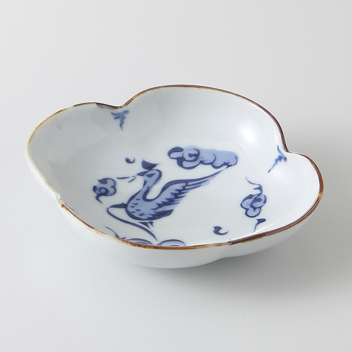 飛鶴文 木瓜型皿 13×11.4×3cm