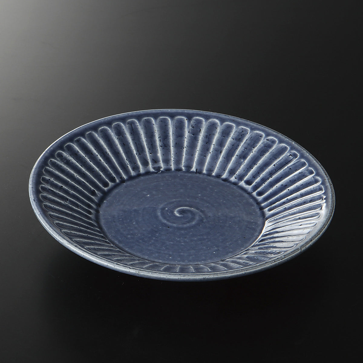 藍釉削ぎ目 リム大皿 23.7×3.7cm