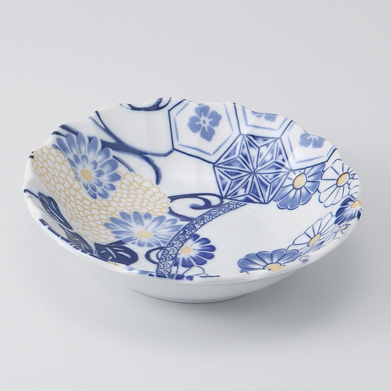 藍祥瑞 5寸浅鉢 17×4.4cm