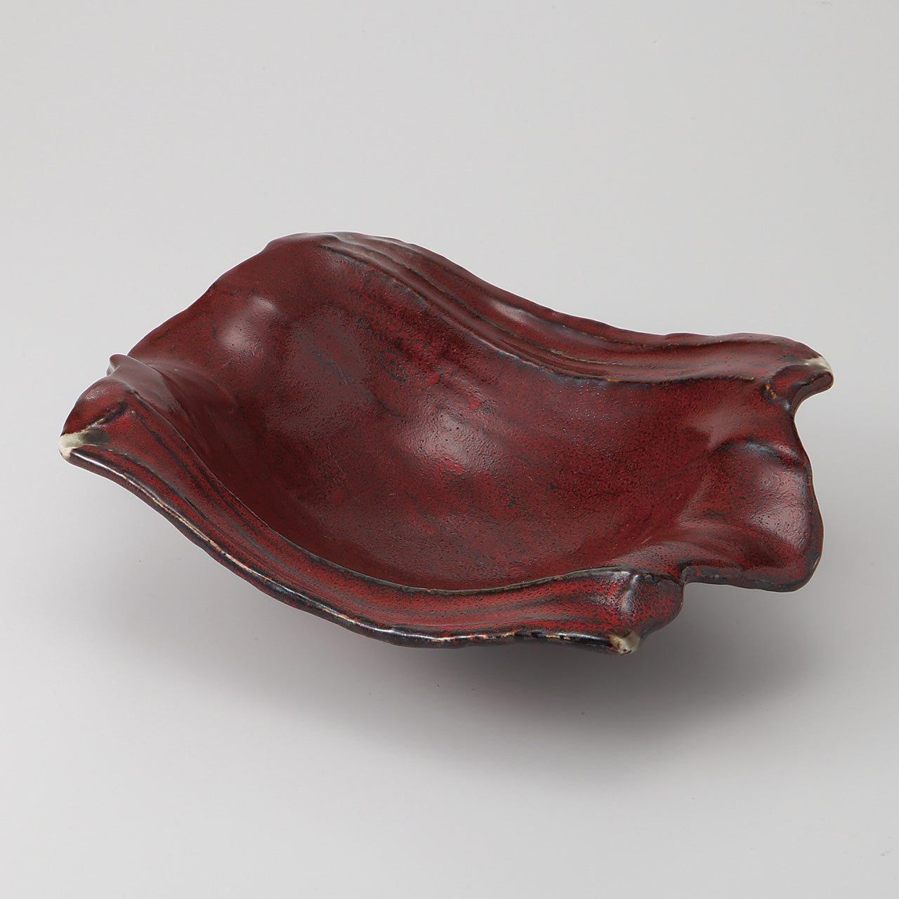 赤黒釉彩 両上重ね盛鉢 29.3×24.3×8cm